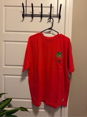 RAINFOREST Cafe Red Short-Sleeve Pocket Tee with Frog Patch